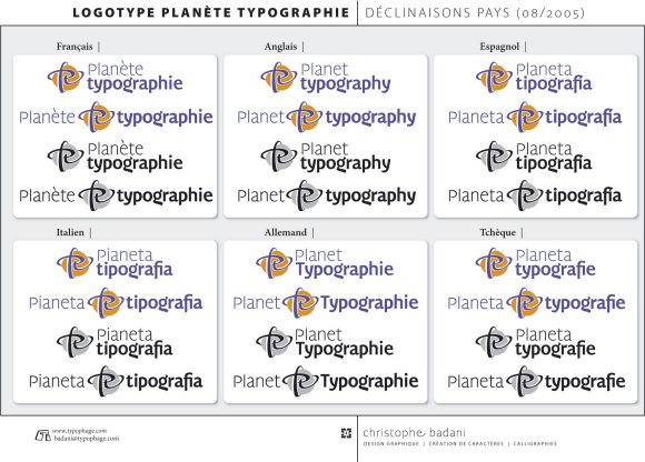 Déclinaisons internationales Logo Planète typographie
